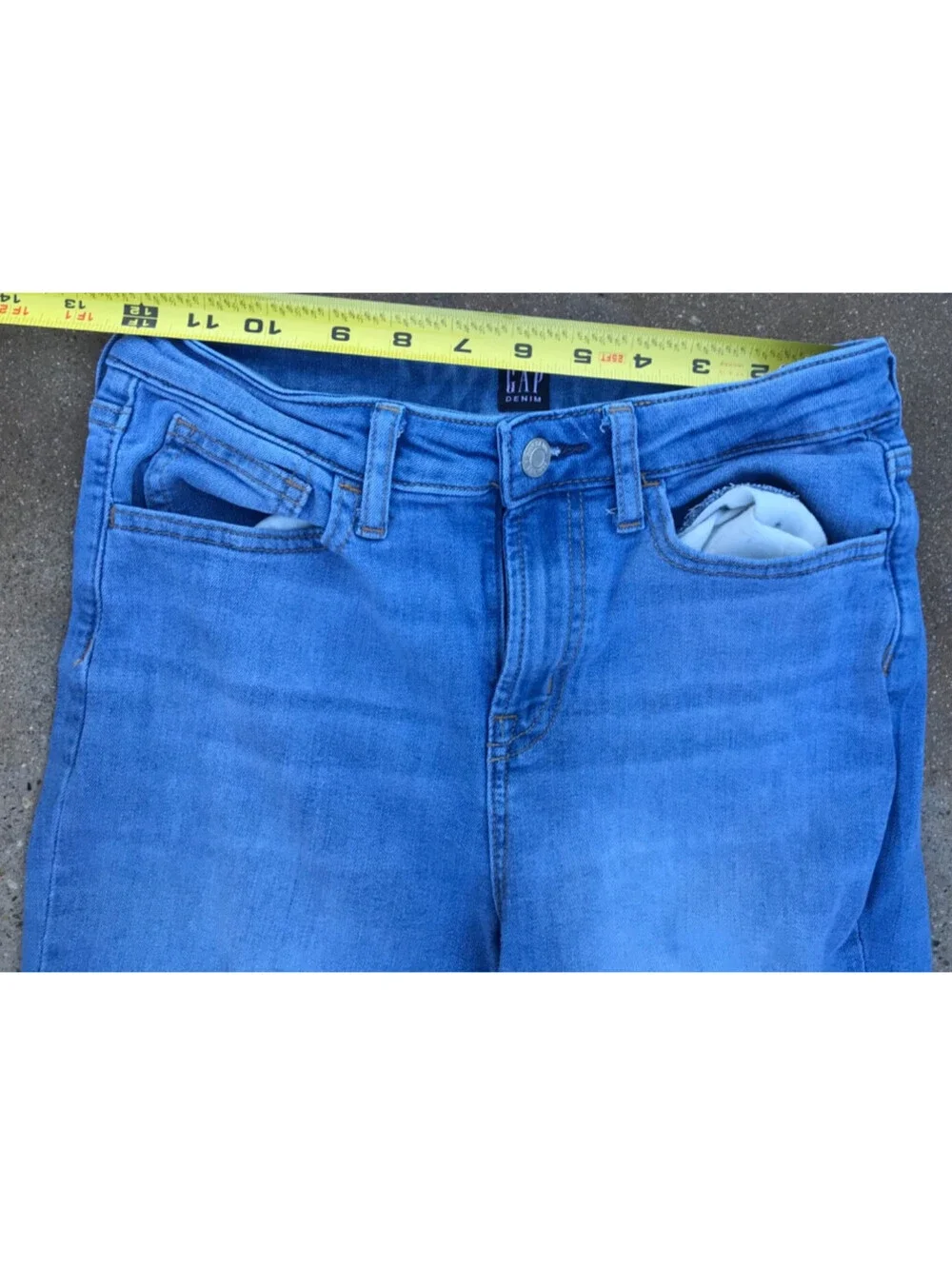 Gap 70s High Rise Flare Jeans Size 16 Blue Medium Wash Denim Two-Tone Stretch
